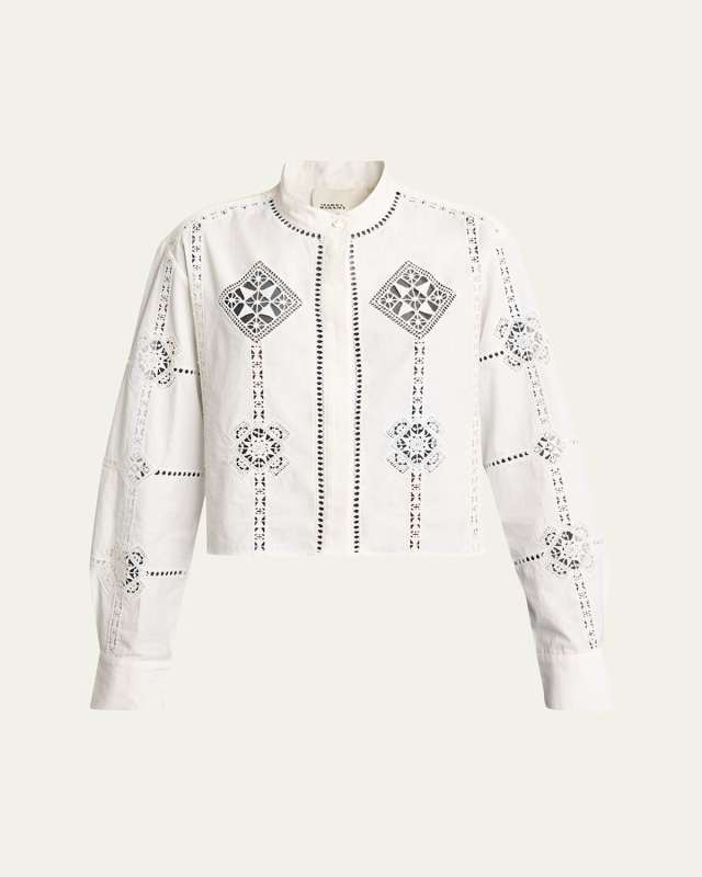 Serena Openwork Poplin Cropped Top